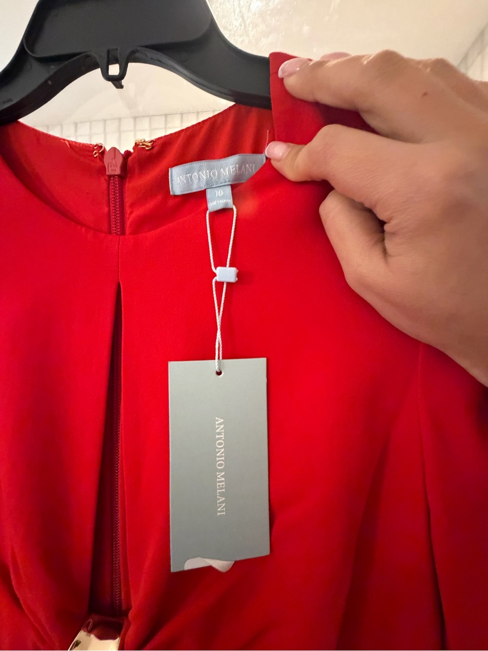 ANTONIO MELANI Red Long Sleeve Twist-Front Midi Dress - Picture 4 of 8